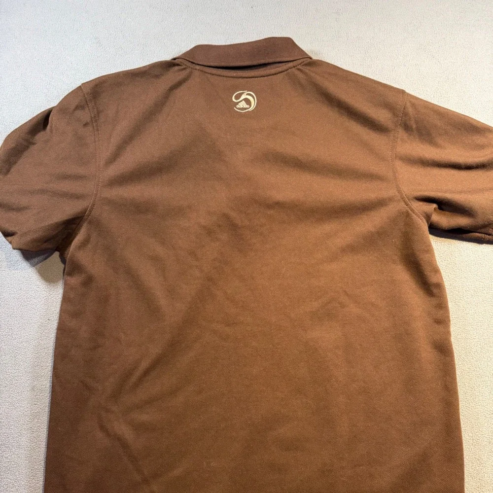 Adidas Mens Brown Short Sleeve Pique Polo Shirt Embroidered Logo Large